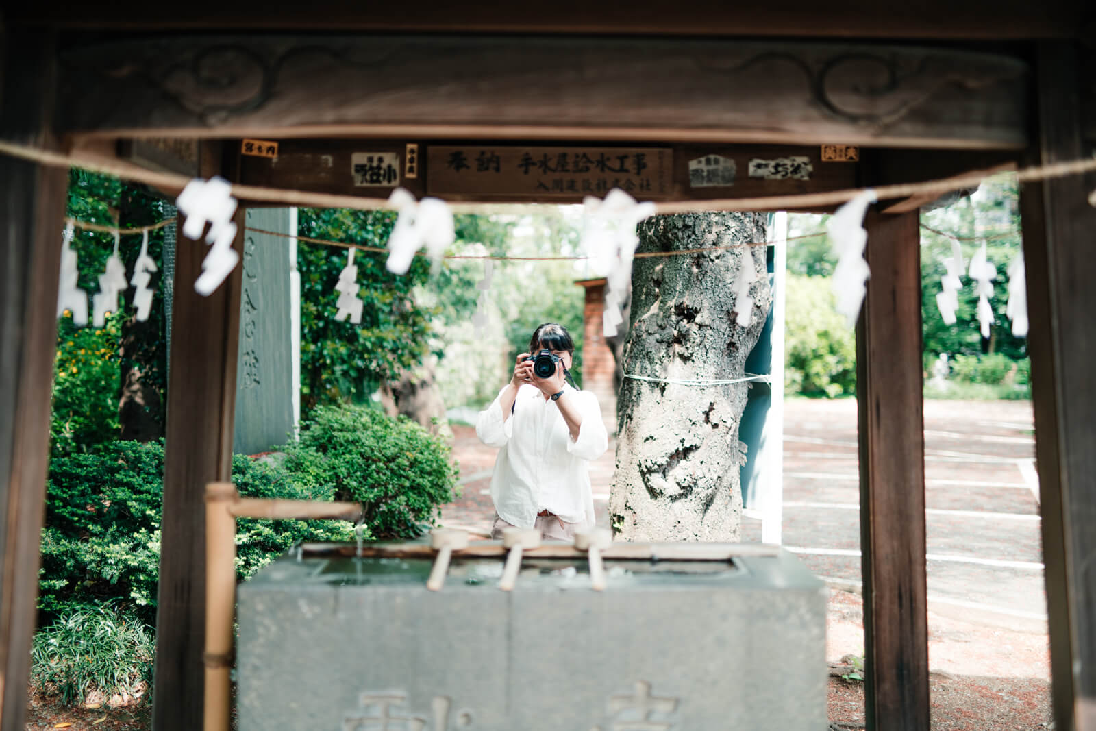 狭山八幡神社 手水舎 フォトグラファー木島夕貴 撮影風景