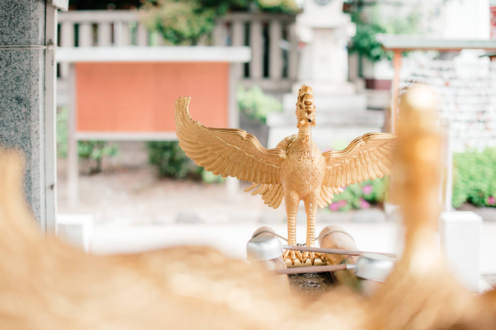 富岡八幡宮 手水舎 金の鳥