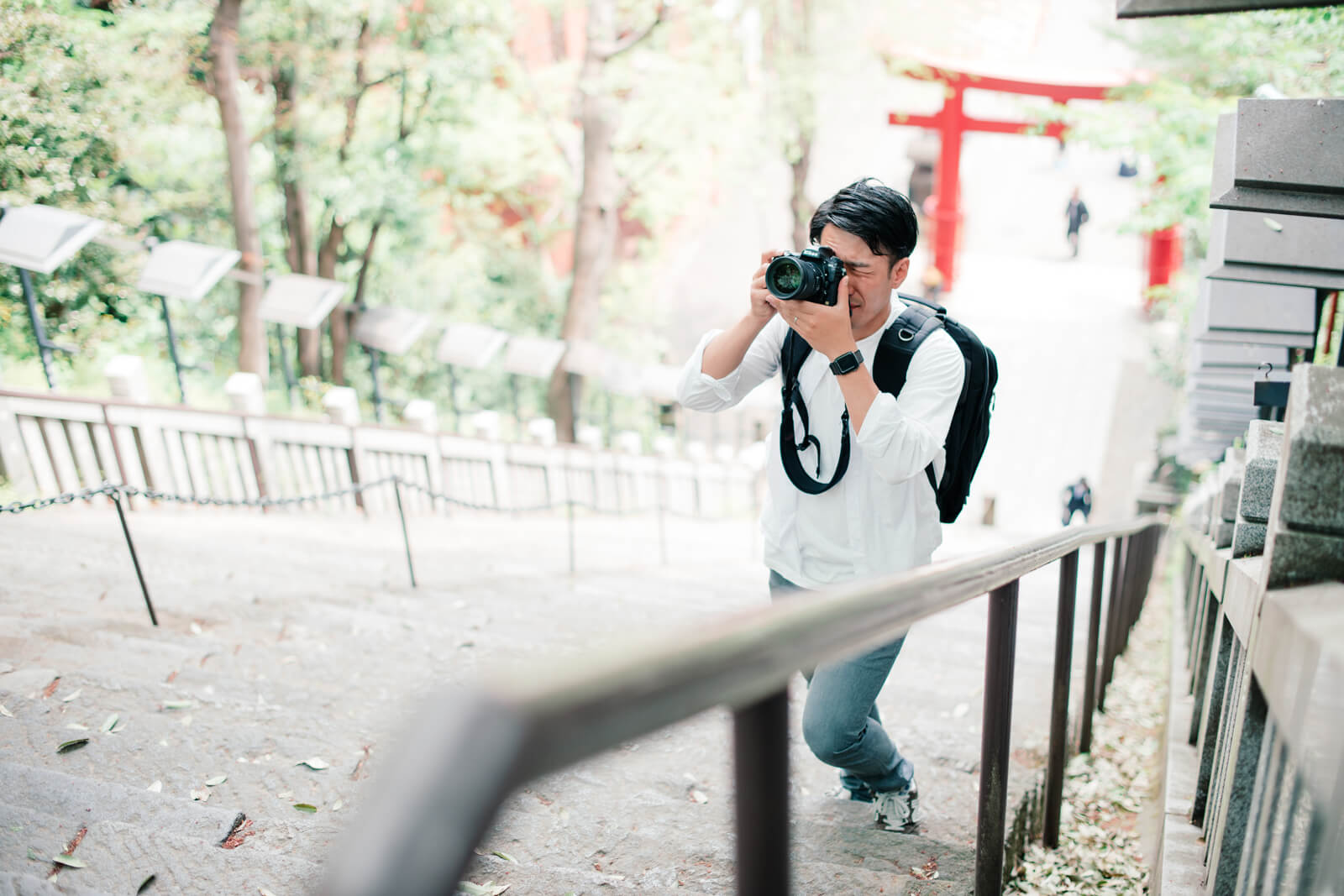 愛宕神社　フォトグラファー江守勇人　撮影風景