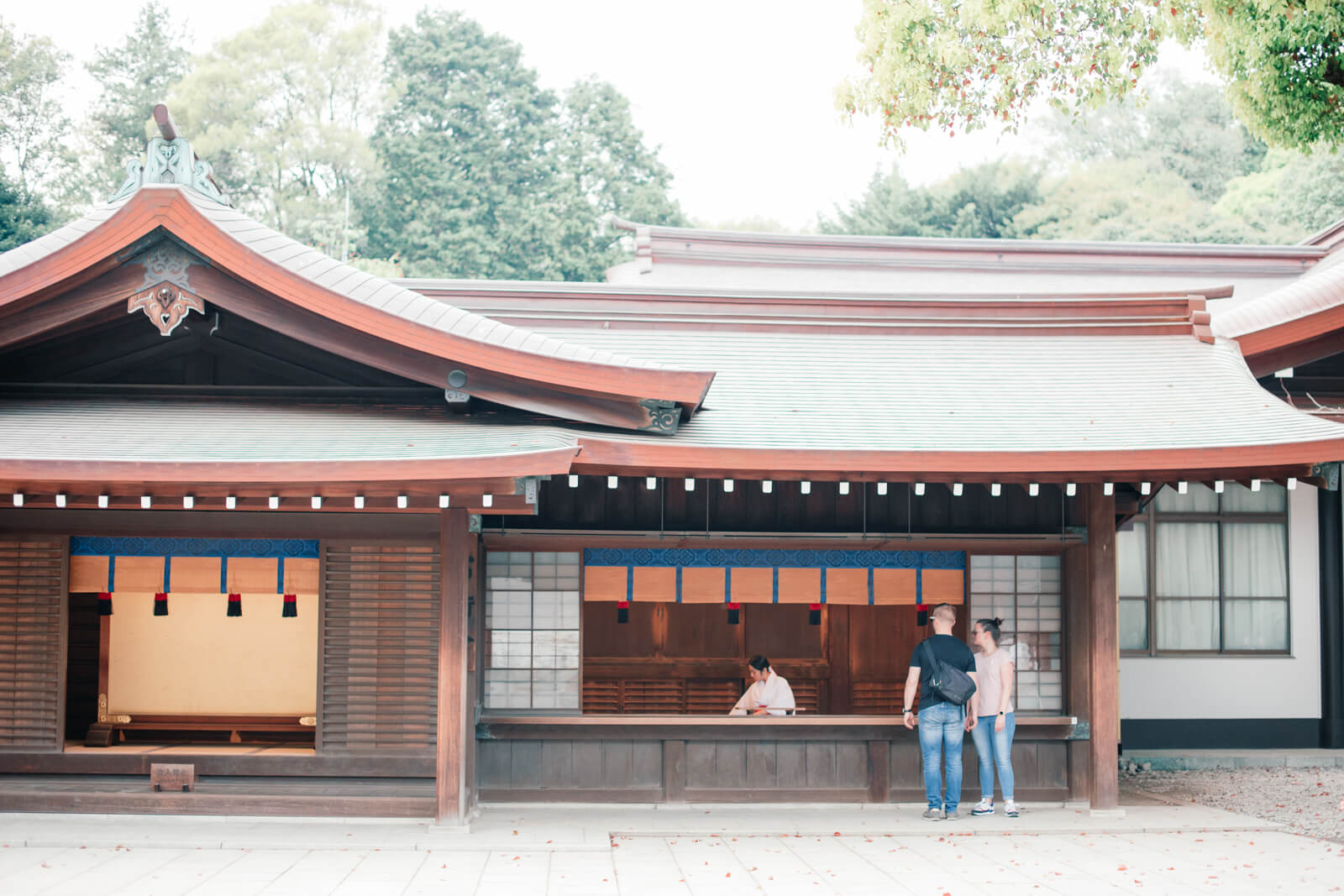 明治神宮　参拝　お守りを買う人